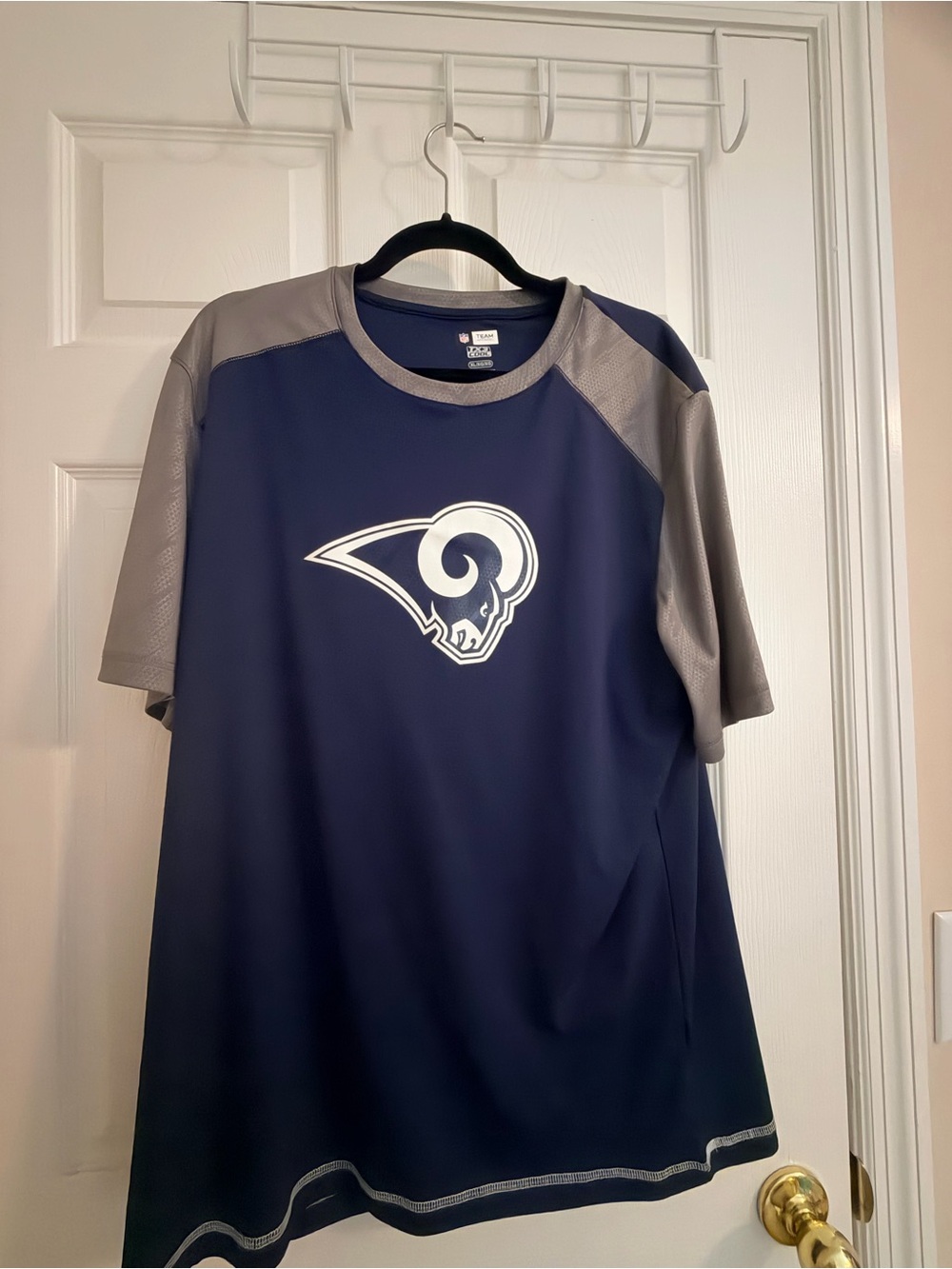 Men's LA Rams NFL Navy and Gray Short-Sleeve Performance Shirt
